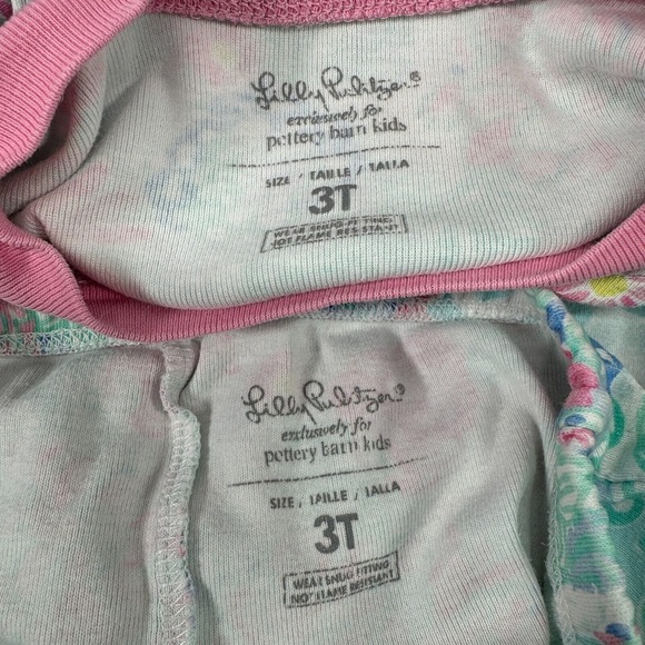 Lilly Pulitzer Pottery Barn Pajama Set Girls 3T  Unicorn in Bloom Organic Cotton - Picture 11 of 13